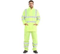 NEO Hi Viz Rainsuit 2 Piece Set, High Visibility Waterproof Jacket With Trousers, Hi Vis Adults Unisex Work Safety Tracksuit Plus Size Uk S-5XL (Yellow, 5XL)