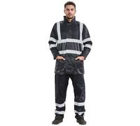 NEO Hi Viz Rainsuit 2 Piece Set, High Visibility Waterproof Jacket With Trousers, Hi Vis Adults Unisex Work Safety Tracksuit Plus Size Uk S-5XL (Navy, S)