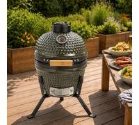 Neo Kamado 13" Ceramic Mini BBQ Grill Smoker Egg Charcoal Cooking Oven with Portable Stand (Espresso)