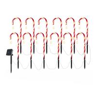 Neo Large 42cm 12 Piece Set Pack Remote Solar Panel Battery Candy Cane Christmas Lights LED Outdoor Decorations