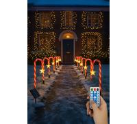 Neo Large 42cm 12PC Remote Solar Panel Battery Candy Cane Christmas Lights | Size: 12 Pack Neo Multicolor 12 Pack