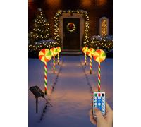 Neo Large 50cm Candy Cane Lolly Lollipop Christmas Remote Solar | Size: 6 Pack Neo Multicolor 6 Pack