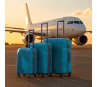 Neo Luggage Suitcase Set 3 Piece Hard Shell ABS Expandable Handle Inbuilt Lock