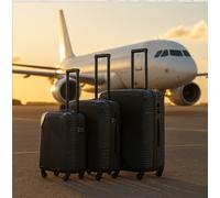 Neo Luggage Suitcase Set 3 Piece Hard Shell ABS Expandable Handle Inbuilt Lock