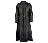 Neo Matrix Black Gothic Style Men’s Long Leather Coat - Zipper Closure - Band Collar - Full Length - Long Sleeve - Reefer Winter Trench (UK, Alpha, L, Regular, Regular, Black)
