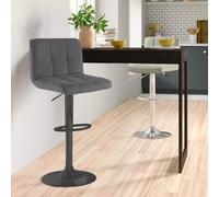 Neo Matt Black Base Gas Height Lift Swivel Fabric Kitchen Breakfast Bar Stool