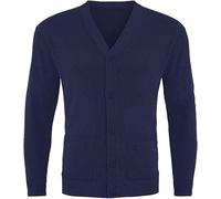Neo Mens Plain Cardigans Sweater Warm Long Sleeve V-Neck Button Up Classic Knitted Jumper with Granddad Front Pockets Sizes S-5XL (UK, Alpha, 3XL, Regular, Regular, Navy)