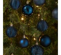 Neo Midnight Blue 36Pcs Christmas Tree Ornaments Set Baubles Glitter Balls Holiday Festive Decorations