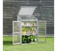 Neo Wooden Polycarbonate Growhouse Cold Frame Mini Greenhouse in Mid Grey Neo Mid Grey