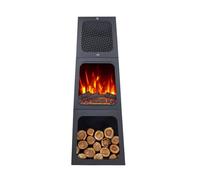 Neo Modern Tall Triangle Pyramid Free Standing Electric Fireplace Heater Radiator Stove Real Log Flame Effect LED Adjustable Thermostat Control 2 Heat Settings 45 x 35 x 120 cm
