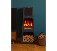 Neo Modern Tall Triangle Pyramid Free Standing Electric Fireplace Stove in Black Neo Black