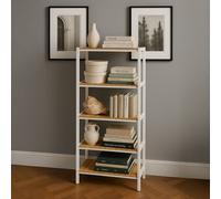 Neo Natural / White 5 Tier Bamboo Storage Shelf Shelves Rack