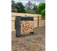Outdoor Metal Log Holder Storage Rack with Cover Neo Jet Black 120