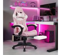 Neo Pink Massage Leather Recliner Computer Gaming Office Chair With Footrest