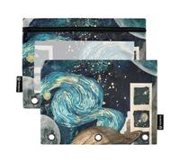 Neo-Realism Universe Binder Pouches with Zipper with Clear Window Pencil Bags Big Capacity 3 Rings Zipper Binder for Classroom School Office Supplies Multicolored 2 PCS