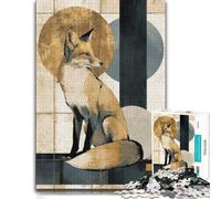 Neo-Rinpa Fox Reverie No. 14 - Japanese Decor Jigsaw Puzzle, 1000 Piece | A detailed printed puzzle at weekends for screen-free time.