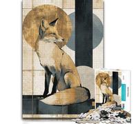 Neo-Rinpa Fox Reverie No. 14 - Japanese Decor Jigsaw Puzzle, 1000 Piece | Enjoy a relaxing puzzle activity around the table for calm focus.