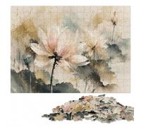 Neo-Rinpa Lotus Reverie No. 06 - Japanese Lot Jigsaw Puzzle, 300 Pieces | A flexible puzzle activity: a clear build method in spare time.