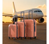 Neo Rose Pink 3 Piece Hard Shell Luggage Suitcase Set