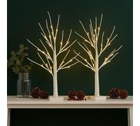 Neo Set of 2 LED Pre Lit Twig Tree Lights 60cm Birch Tree Lamp Warm White Lights Battery Operated Decorative Centrepiece Flexible Branches Christmas Wedding Bedroom Home Decor