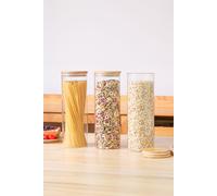 Neo Set of 3 2200ml Clear Cylinder Spaghetti Glass Storage Jars in Natural | Size: 3 Pack Neo Natural 3 Pack