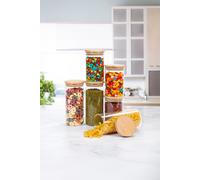 Neo Set of 6 Clear High Borosilicate Glass Storage Jars in Natural | Size: 6 Pack Neo Natural 6 Pack