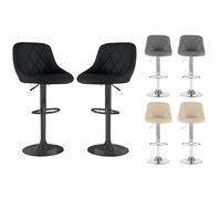 Neo Set of Two Madrid Swivel Bar Stools: 2x Madrid Fabric with Matt Black Base