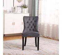 Neo Set Of Two Studded Velvet Dining Table Chair with Ring Knocker Detail