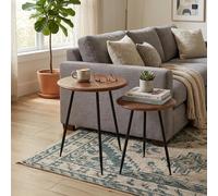 Neo Side Table - Round - Set of 2 - Natural and Black - Rubber Wood