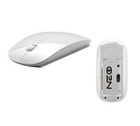NEO+ Slim wireless mini optical mouse with usb receiver 2.4G for laptops/desktop PC XP/Vista/Windows/Macintosh/macOS. Double sided board - white colour in gloss finish