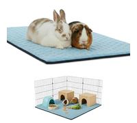 NEO SOLVO Cage Liner for Bunny and Guinea Pig - 60cm x 120cm (Midwest) with a Removal Fleece Tunnel Blanket - Perfect Bedding for Indoor Cages and C&C - Absorbent Waterproof - Blue