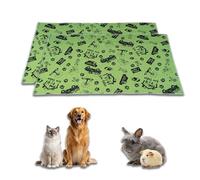 NEO SOLVO Set of 2 Absorbent Non-Slip Mats - Green Patterned - Cage - 60cm x 120cm