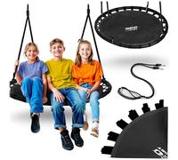 Neo-Sport Outdoor Nest Swing 110 cm - Hanging Swing with Frame - Maximum Load 150 kg - Waterproof - Round - Black