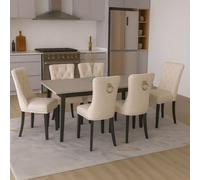Neo Studded Natural Velvet Dining Chairs With Ring Knocker Detail X6