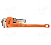 NEO TOOLS Stillson Pipe Wrench 350mm Range 58mm 14" Weight 1.25kg Ductile Iron Casing Forged Ground Grooved Worm Mechanism