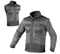 NEO TOOLS 2 in 1 Men's Work Sweatshirt, Workwear, Work Wear, Vest, 100% Cotton, Weight 260 g/m², Removable Sleeves, Grey