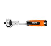 NEO TOOLS Attachment Ratchet with 72 Teeth for a Rotation Angle of 5°, Attachment Wrench CRV and CrMo Steel, 360° Rotating Head, Available in 3 Versions 1/4 inch, 3/8 inch, 1/2 inch, with DIN