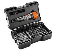 NEO TOOLS Battery-Operated Screwdriver, Micro USB 3.6 V, Li-ion, Speed 280 RPM, Tool Holder 6.35 mm (¼ inch), max. Torque 2.1 Nm, 0.16 kg, Accessories: Short bits, Long bits, bit Adapter, Connection