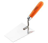NEO TOOLS Bernese Plastering Trowel Trapezoidal with Wooden Handle, Straight Neck | Stainless Steel for the Application of Fine Plaster, Plaster