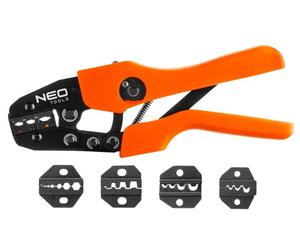 NEO TOOLS Crimping Tool 220 mm, 5 Jaws Carrying Case, Hex Wrench, Jaws for Insulated and Non-Insulated Antenna Plugs RG6, RG6, RG58, RG59, RG62
