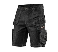 NEO Tools Durable Black Denim Work Shorts 98% Cotton 2% Spandex Multifunctional and Spacious Pockets, Black, XL
