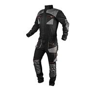 NEO TOOLS HD Slim Work Overalls, 60% Cotton, Body-Tight, Pockets, Profiled Elbows and Knees, Elastic Waistband, Knee Pockets, Triple Stitched, Leg Extension, Reflective, black, S