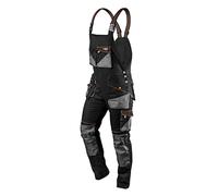 NEO TOOLS HD Slim Work Trousers, Pockets, 60% Cotton, Body Hugging, Profiled Knee, Triple Stitching, Removable Leg Openings, Leg Extension, Elastic Waist, Reflective (XXXL) Black