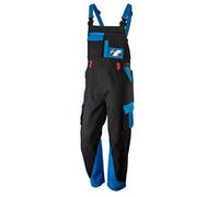 NEO TOOLS Men's HD+ Work Dungarees, 100% Cotton 275 g/m2, Size S-XXL, Elasticated Waistband with Elasticated Back, Adjustable X-Braces - Blue - L