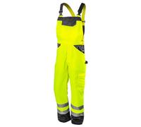 NEO TOOLS Men's high-visibility dungarees, 80% polyester and 20% cotton, 245 g/m², elastic waistband and adjustable braces, yellow, L