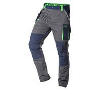 NEO TOOLS Men's Premium Work Trousers, 100% Cotton, 210 g/m², Ripstop, Knee Area Reinforced with Cordura, Adjustable Elastic Waistband Gray