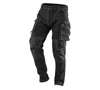 NEO Tools Men's Work Trousers Denim/Black Size XS-3XL Men Durable and Universal Work Trousers with 2% Elastane, 98% Cotton, Black, 3XL