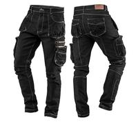 NEO Tools Men's Work Trousers Denim/Black Size XS-3XL Men Durable and Universal Work Trousers with 2% Elastane, 98% Cotton, Black (Black Denim), S