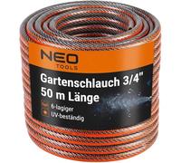 NEO TOOLS Pro Garden Hose 3/4 Inch, 50 m Length, 6-Layer | UV-Resistant, Flexible Hose, Twist Protection - Water Hose Made of First PVC with Anti-Algae Interior