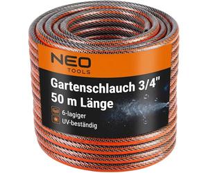 NEO TOOLS Pro Garden Hose 3/4 Inch, 50 m Length, 6-Layer | UV-Resistant, Flexible Hose, Twist Protection - Water Hose Made of First PVC with Anti-Algae Interior